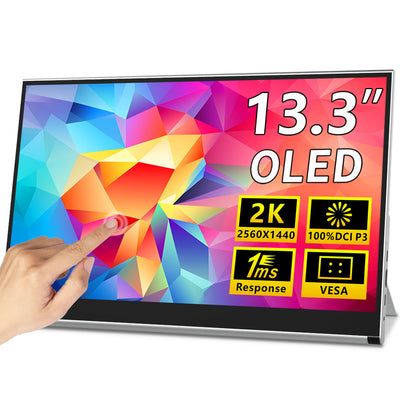 13.3 Inch 2K OLED 100% DCI-P3 10Bits Touch Portable Monitor With Kickstand (PI-X12)