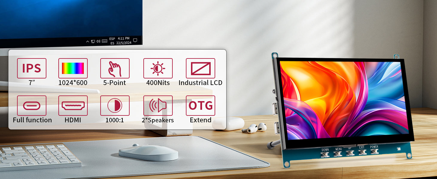 7 Inch HDMI Touchscreen Display Widely Compatible