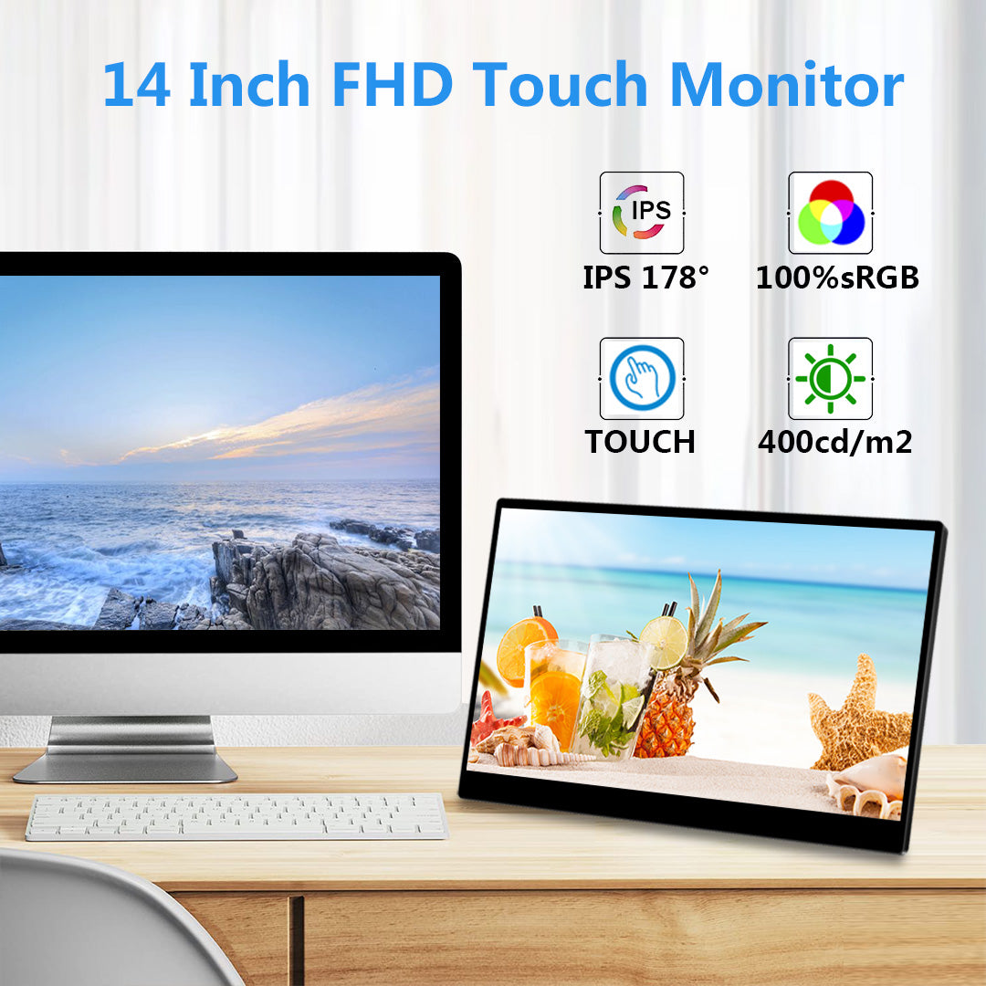 Magedok 14 Inch IPS 1920*1080 FHD Touch Monitor With USB C/ HDMI