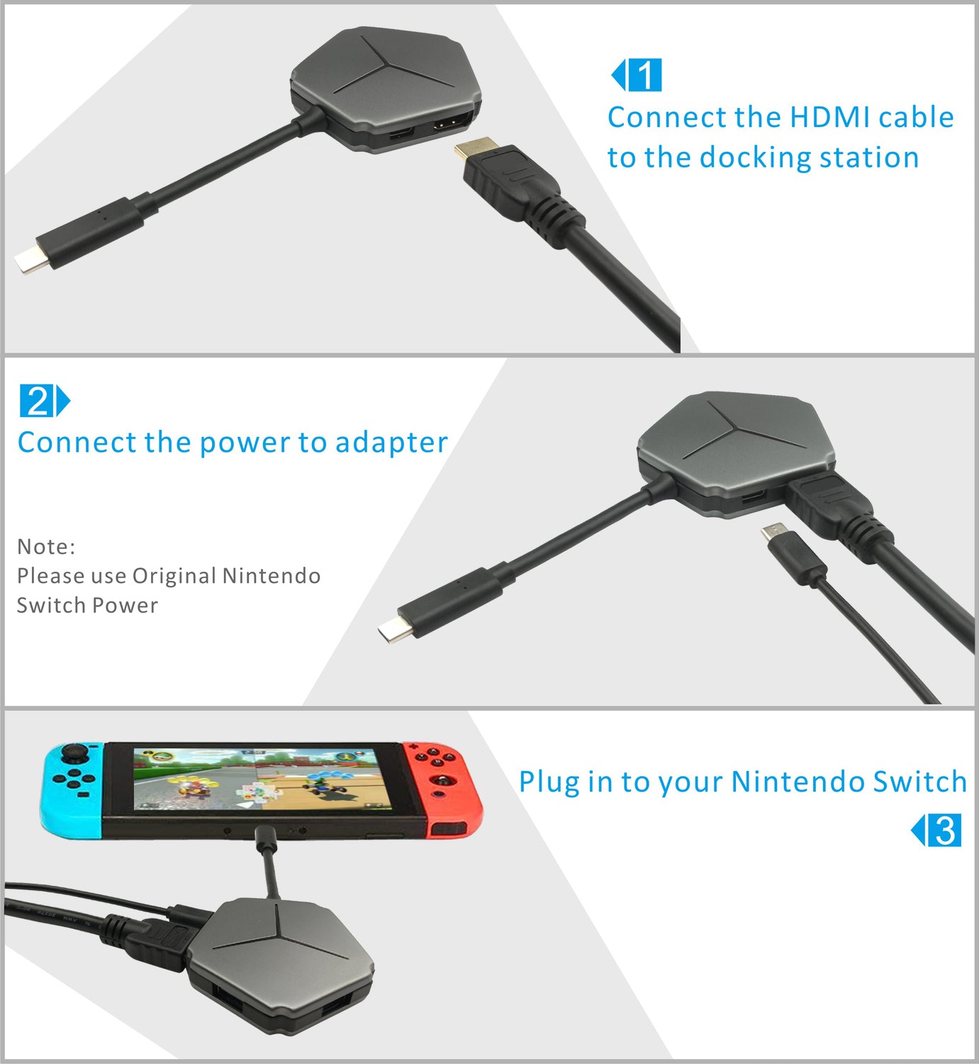 USB C to HDMI Adapter for Nintendo Switch With USB 3.0x3+ USB-C Converter Cable Charging Port Hub, Compatible with Galaxy S9/S8/+/Note 8, MacBook Pro/Huawei Mate 10 /Chromebook