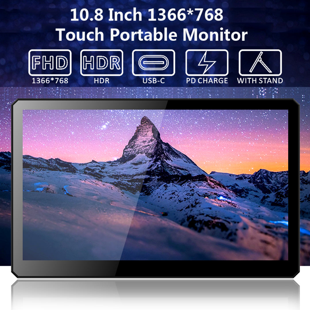 10.8 Inch IPS 1366*768 USB C Toucscreen Portable Monitor (T108B)