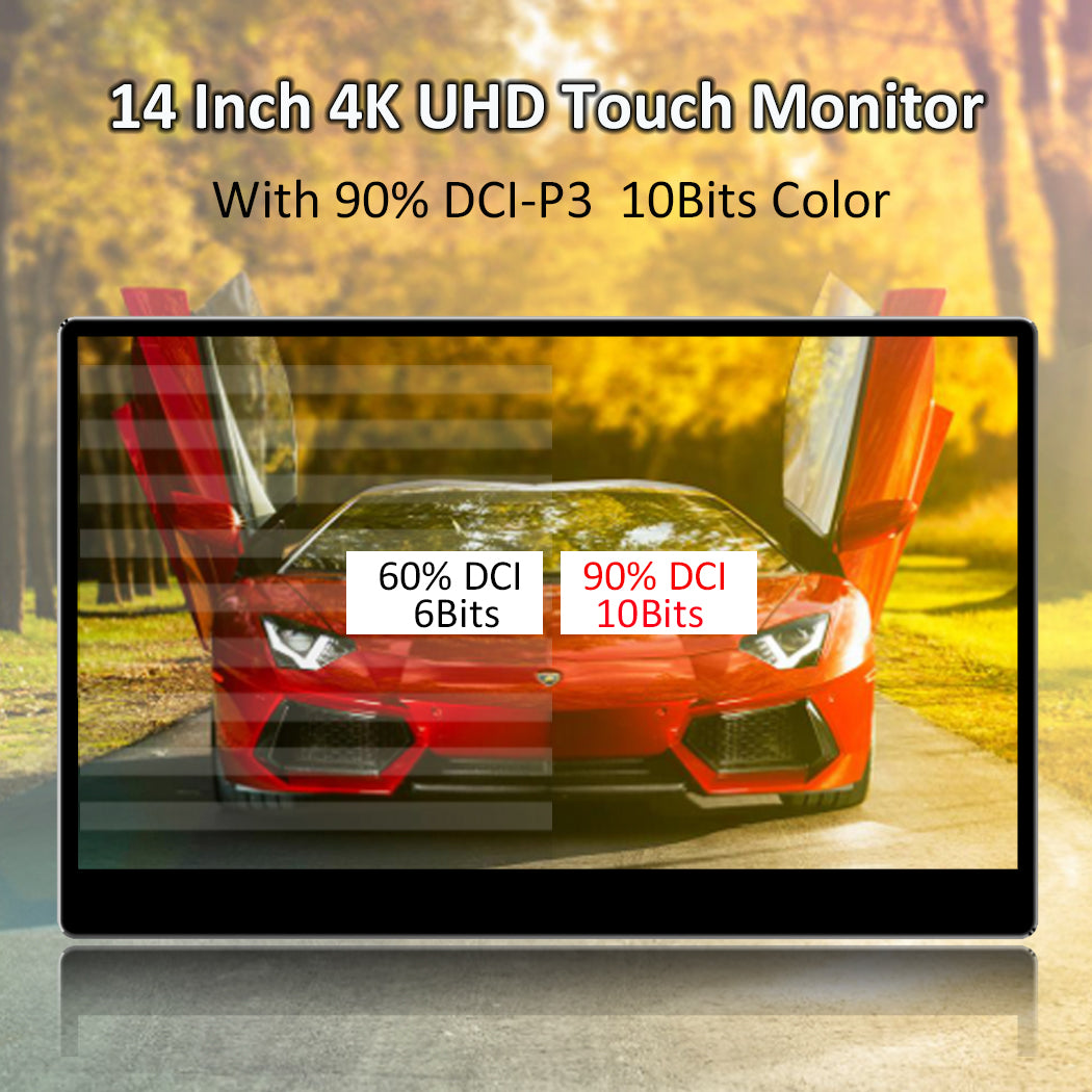 14 inch HDR 400/90% DCI-P3 4K USB C Touchscreen Monitor For MacBook (T140A)