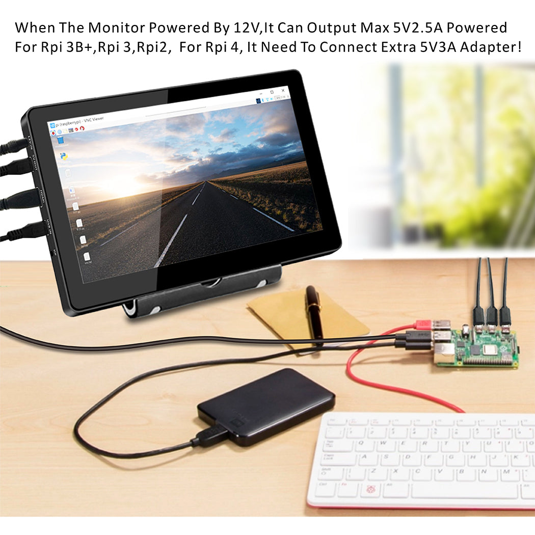 7 Inch 1024 * 600 Resolution Touch Monitor with HDMI input,USB 5V /12V powered,Built-in Speakers,Aluminum case with stand(T007-1)