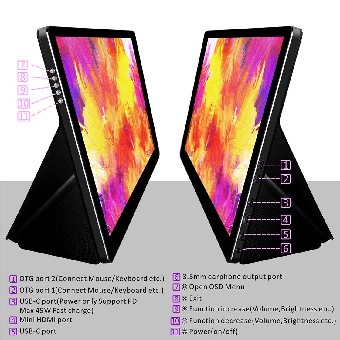15.6 Inch IPS 1920*1080 USB-C Portable Touch Monitor (T156D)
