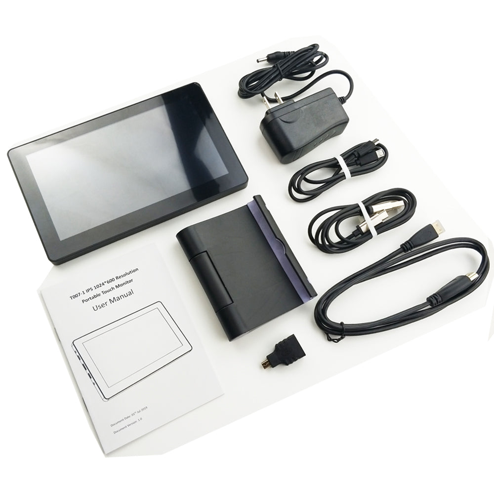 7 Inch 1024 * 600 Resolution Touch Monitor with HDMI input,USB 5V /12V powered,Built-in Speakers,Aluminum case with stand(T007-1)