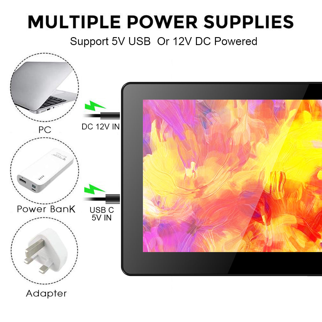 7 Inch 1024 * 600 Resolution Touch Monitor with HDMI input,USB 5V /12V powered,Built-in Speakers,Aluminum case with stand(T007-1)