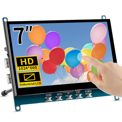 7 Inch 1024*600 Raspberry Pi Touchscreen Monitor With HDMI Input,5V Powered,Built OTG Ports(T007-3)
