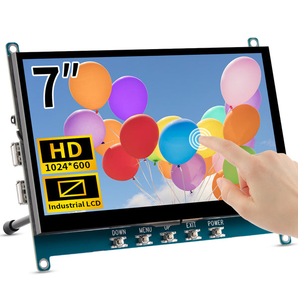7 Inch 1024*600 Raspberry Pi Touchscreen Monitor With HDMI Input,5V Powered,Built OTG Ports(T007-3)