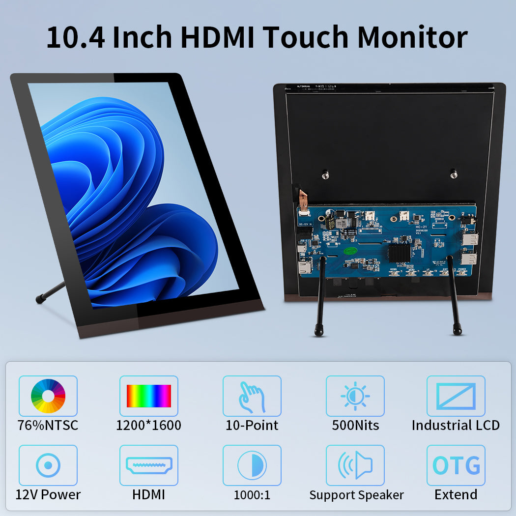 10.4 Inch IPS 1200*1600 Vertical Mini HDMI Touch Screen Display (T104A)