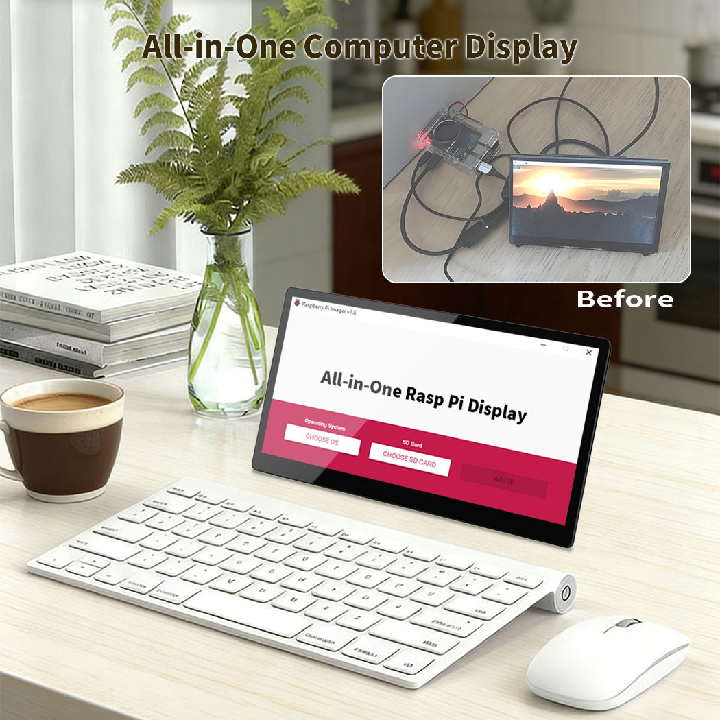 10.1 Inch All In One TouchScreen Monitor Compatibled Raspberry Pi CM5 / CM5 Lite Tablet with PCIe ExtenderUSB, HDMI Output, GPIO for STEM, IoT, AI Programming, Learning, Maker Projects