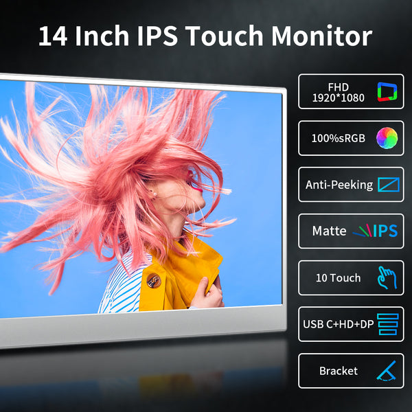 14 Inch 1080P 72%NTSC Anti-Peeking Touch Portable Monitor (MG140-FT02)