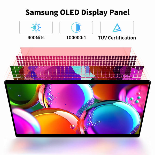 14 Inch 2.8k 90Hz OLED 100% DCI-P3 Touch Portable Monitor With Integrated Stand (PI-X7)