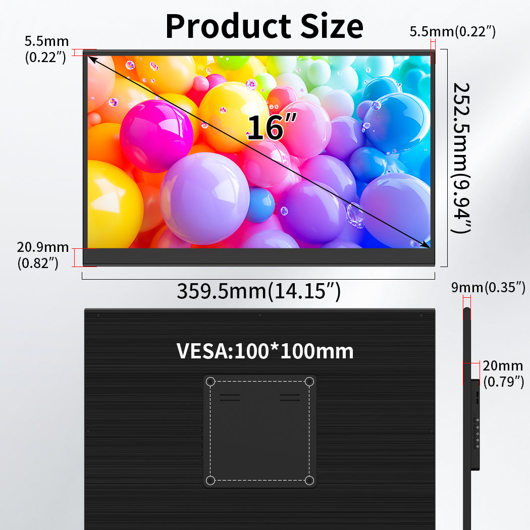 16 Inch IPS 2K 2560 * 1600 144hz Touch Monitor Commercial Screen(MageCube-160B)