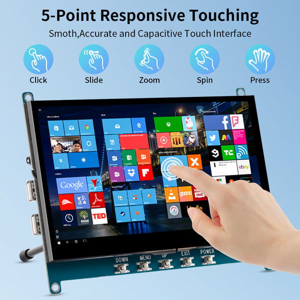 7 Inch 1024*600 Raspberry Pi Touchscreen Monitor With HDMI Input,5V Powered,Built OTG Ports(T007-3)