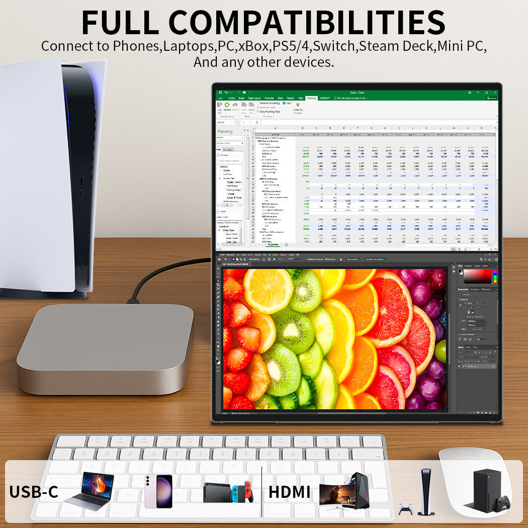 Dual Monitor 14 Inch 2K OLED 100%DCI P3 Portable Touch Monitor Support AES Stylus(MageFlex-140A)