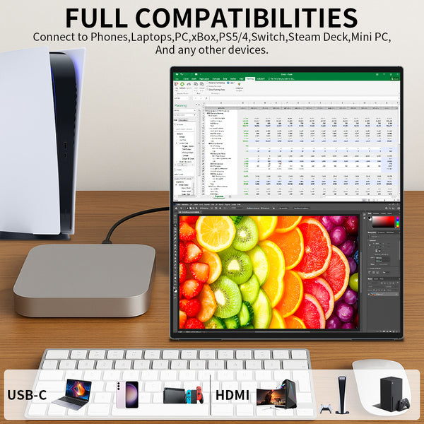 Dual Monitor 14 Inch 2K OLED 100%DCI P3 Portable Touch Monitor Support AES Stylus(MageFlex-140A)