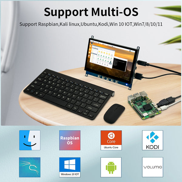 7 Inch 1024*600 USB C Touchscreen Monitor With 5V Powered,Built OTG Ports And Simple Stand(T007-4)