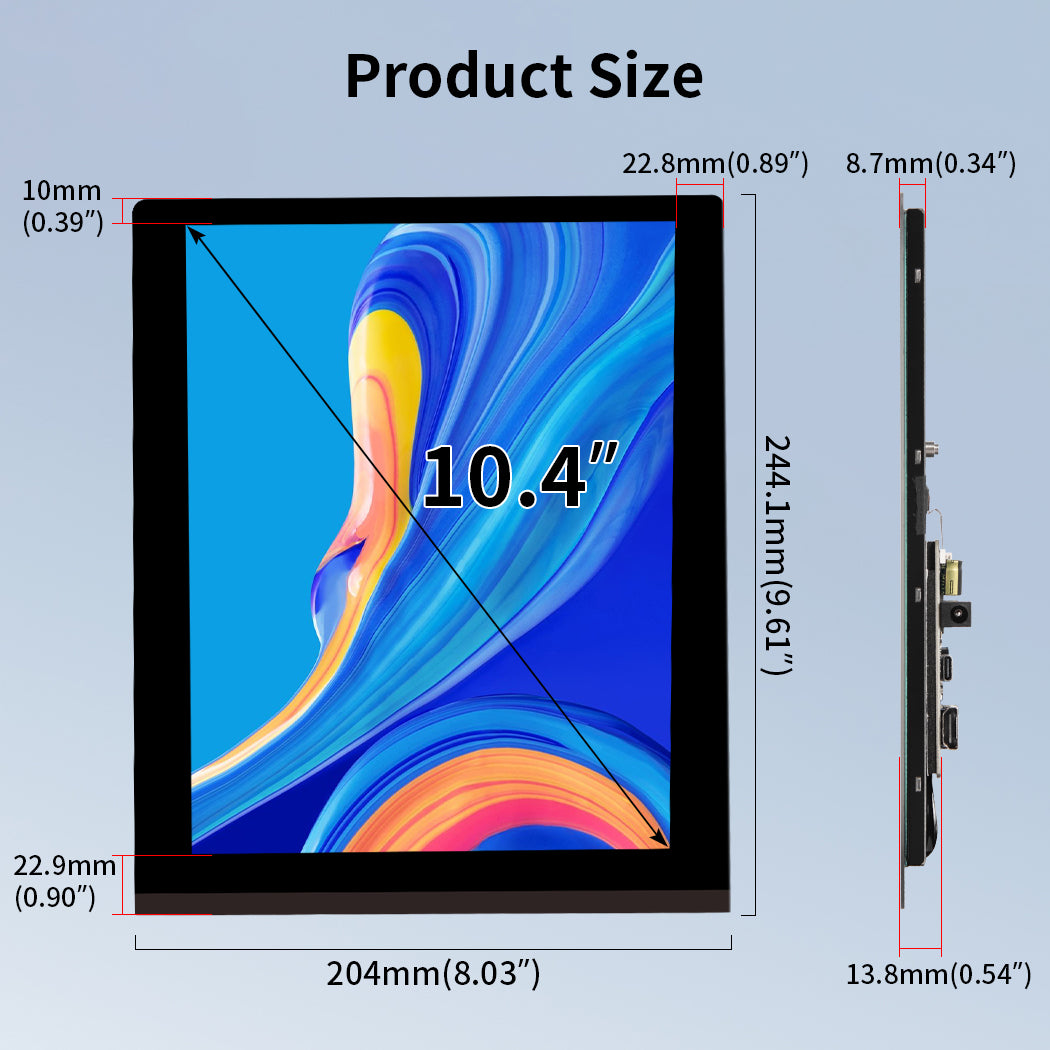 10.4 Inch IPS 1200*1600 Vertical Mini HDMI Touch Screen Display (T104A)