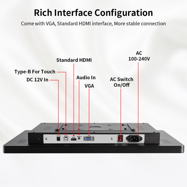 21.5 inch 1920 x 1080P Touch Screen Monitor for PC, POS, Small Business