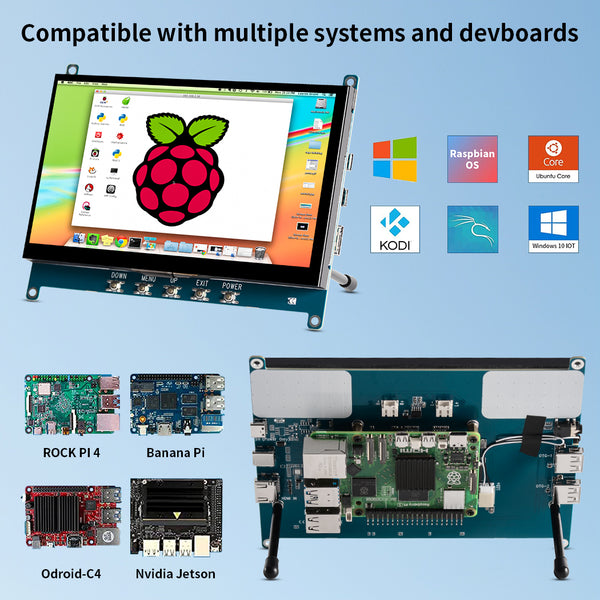 7 Inch 1024*600 Raspberry Pi Touchscreen Monitor With HDMI Input,5V Powered,Built OTG Ports(T007-3)