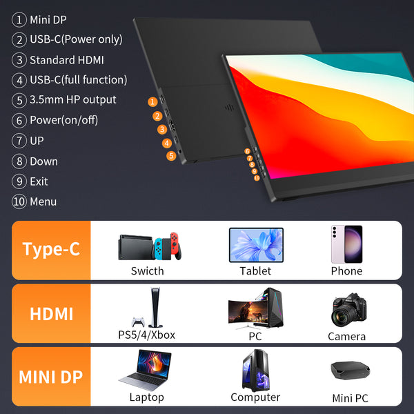 13.3 Inch 4K OLED 100% DCI-P3 Touch Gaming Monitor Support MPP Stylus Pen (PI-X3 Pro)