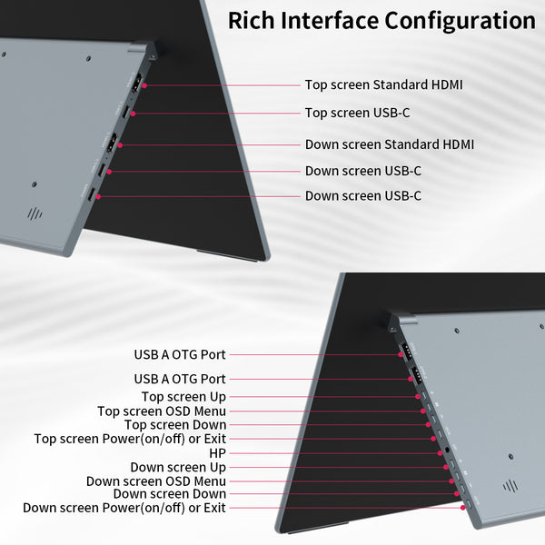 Dual Monitor 14 Inch 2K OLED 100%DCI P3 Portable Touch Monitor Support AES Stylus(MageFlex-140A)