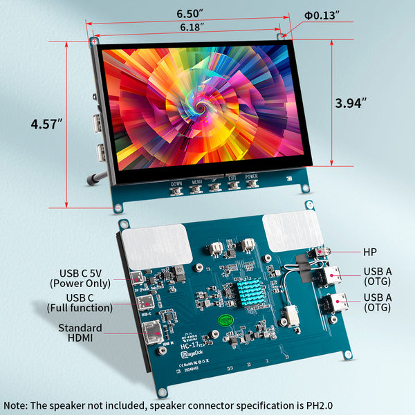 7 Inch 1024*600 USB C Touchscreen Monitor With 5V Powered,Built OTG Ports And Simple Stand(T007-4)