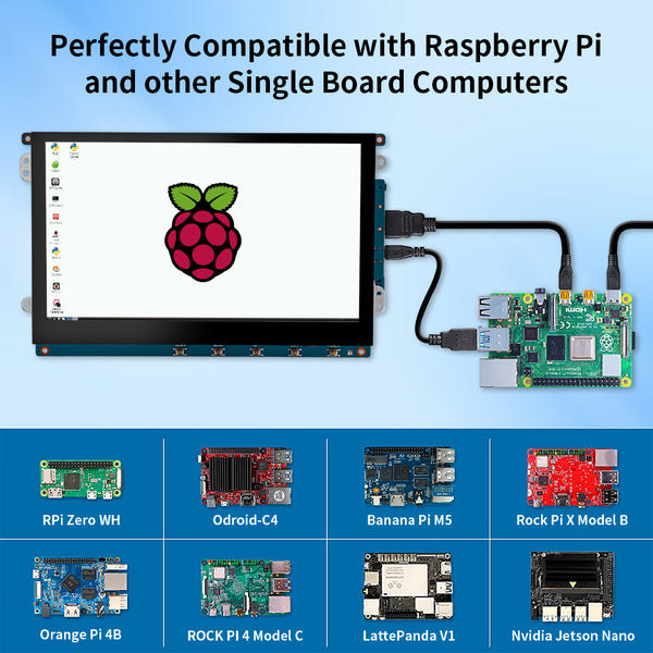 9 Inch 1280*720 Resolution Raspberry Pi Touch Monitor with HDMI input, Anti-Glare/Optical Bonding Capacitive Screen with Simple Stand(T090A)