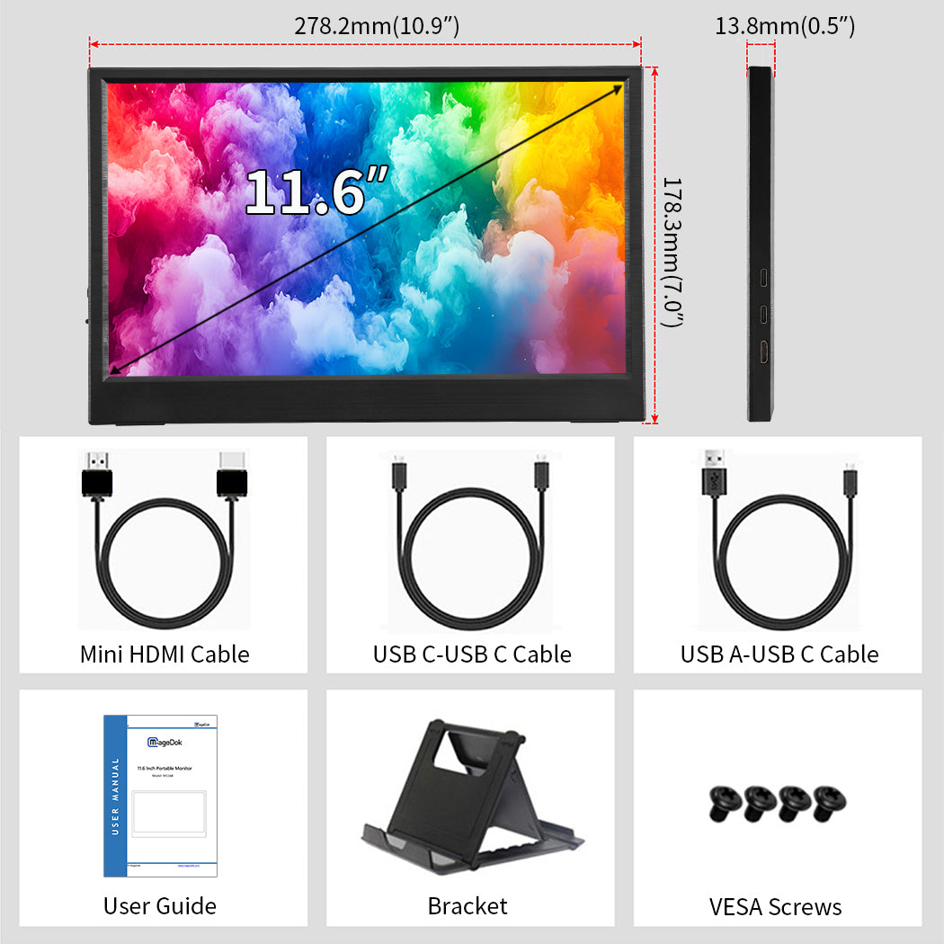 11.6 Inch IPS 1366*768 HD USB-C Portable Monitor (M116B)