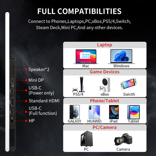 14 Inch 2K OLED 100% DCI-P3 10Bits Touch Portble Monitor Support AES Stylus Pen (PI-X11)