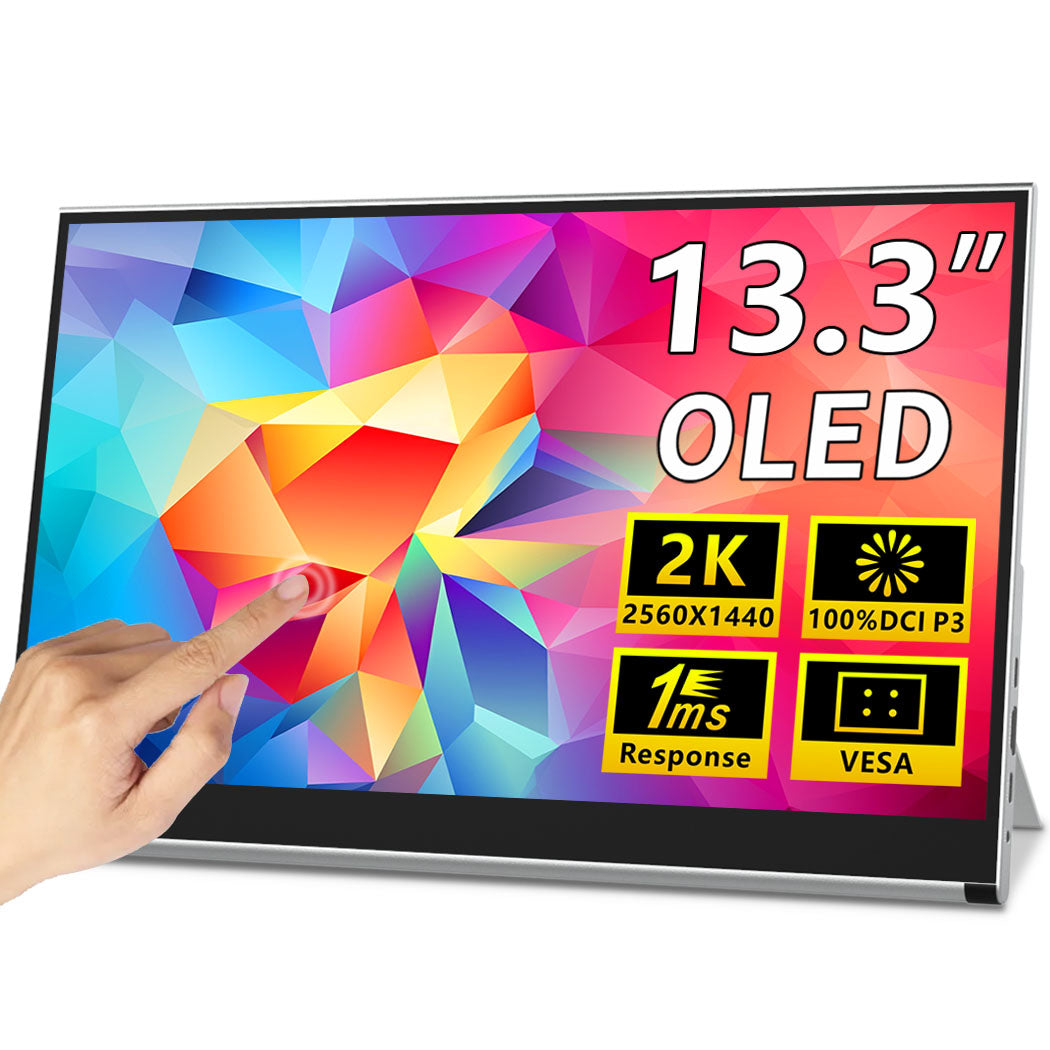 13.3 Inch 2K OLED 100% DCI-P3 10Bits Touch Portable Monitor With Kickstand (PI-X12)