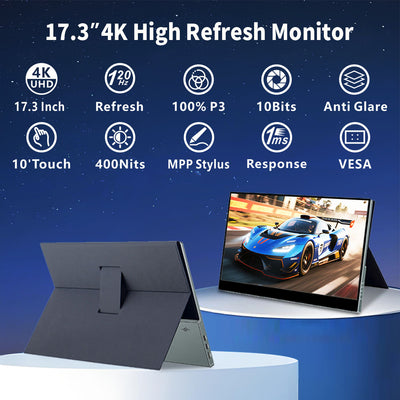 17.3 Inch 4K 120Hz 100% DCI-P3 Touchscreen Portable Monitor Support MPP Stylus(MG173-UT02)