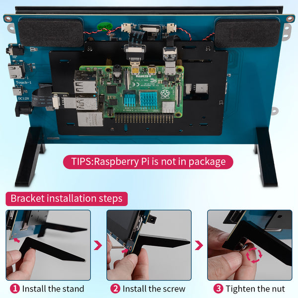9 Inch 1280*720 Resolution Raspberry Pi Touch Monitor with HDMI input, Anti-Glare/Optical Bonding Capacitive Screen with Simple Stand(T090A)