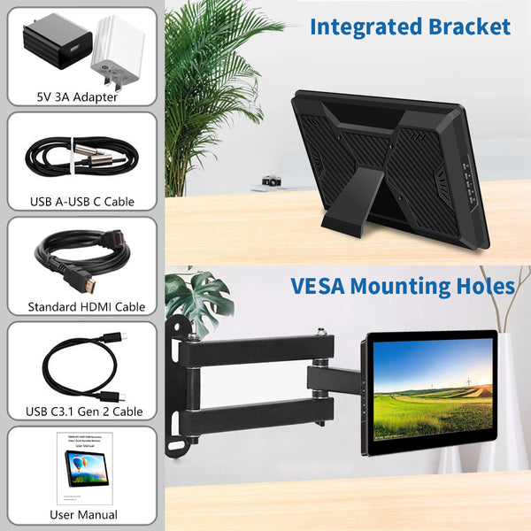 8.9 Inch IPS 1920*1200  USB C Portable Touch Monitor with Stand (T089B)