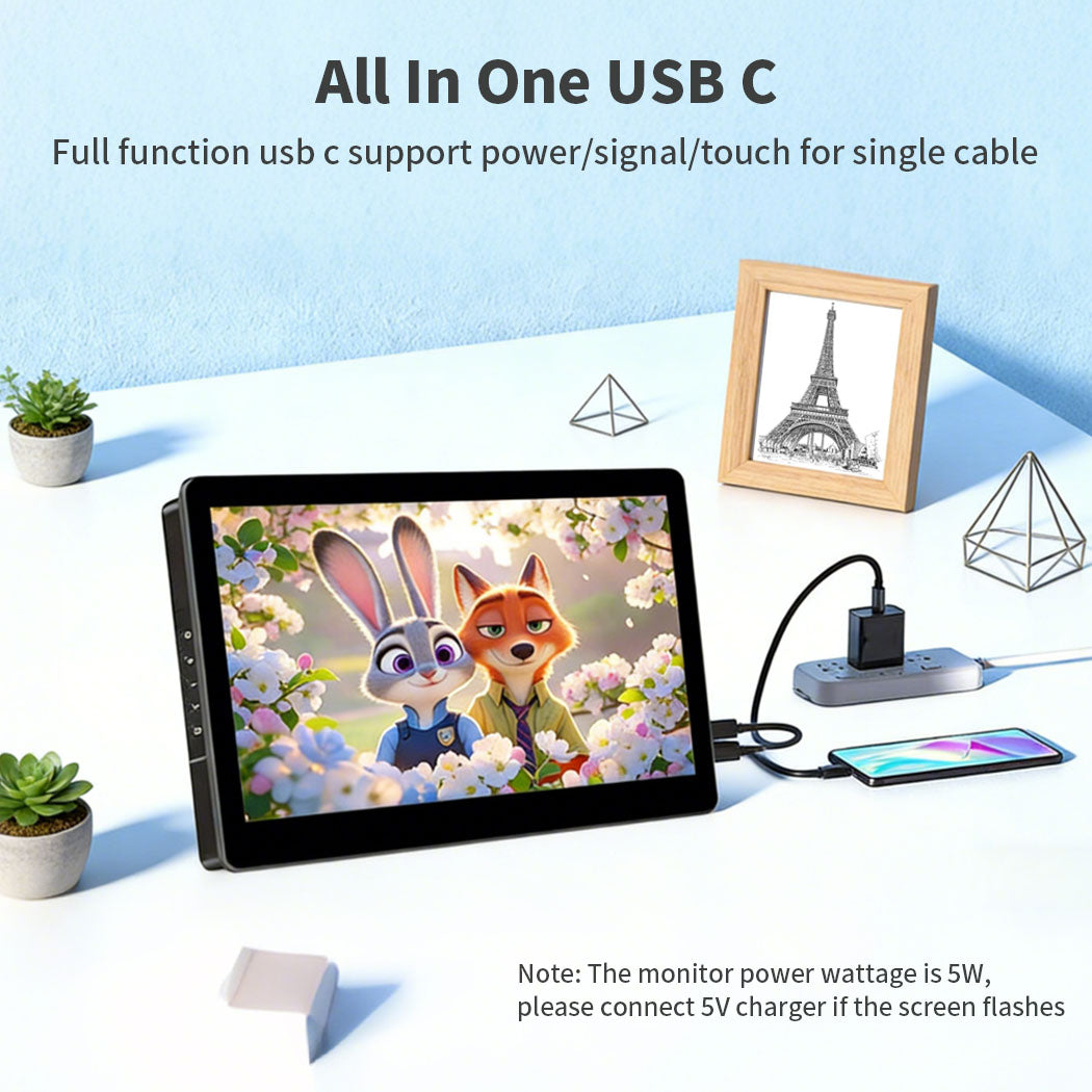 10.1 Inch IPS 1280*800 USB-C Portable Touchscreen Mini Monitor (T101G)