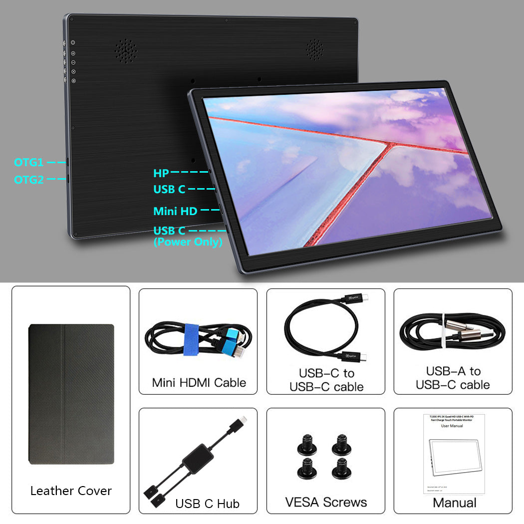 13.3 Inch IPS 1920*1080 FHD With Privacy Protection Portable Touch Monitor (T133F)
