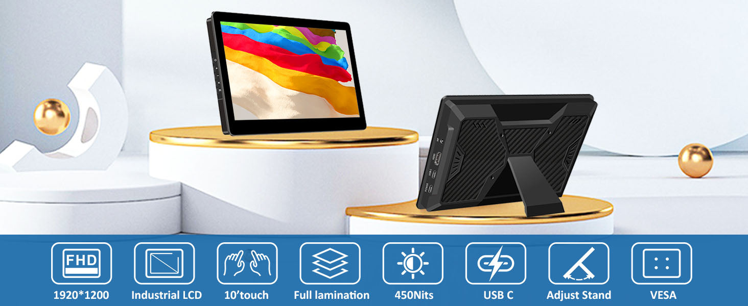 Magedok 10.8 Inch FHD USB-C With PD Fast Charge Portable Touch Monitor