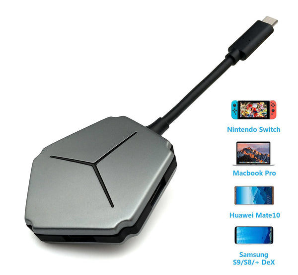 USB C to HDMI Adapter for Nintendo Switch With USB 3.0x3+ USB-C Converter Cable Charging Port Hub, Compatible with Galaxy S9/S8/+/Note 8, MacBook Pro/Huawei Mate 10 /Chromebook