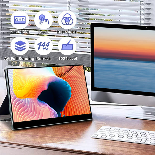 17.3 inch 2K QHD 144Hz 100%sRGB Touchscreen Monitor Support Capacitive Stylus Pen LCD Display (MG173-QT01)