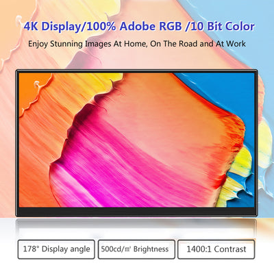 14 inch 4K UHD 100% Adobe RGB USB C/HDMI/MINI DP Portable Monitor  (M140A)