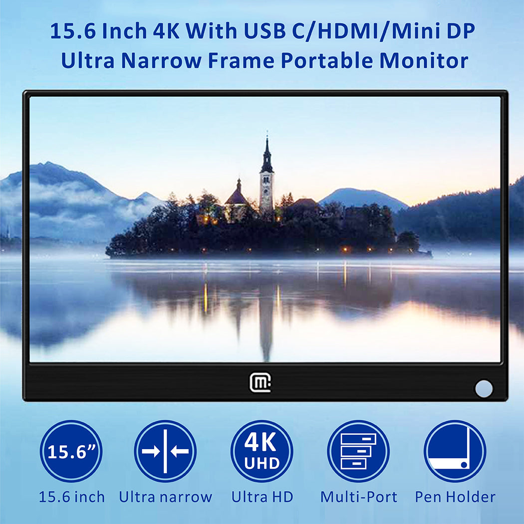 15.6 inch 4K Ultra HD 3840x2160 IPS Dispaly Portable Monitor With USB-C /HDMI/DisplayPort Input(156B-2)