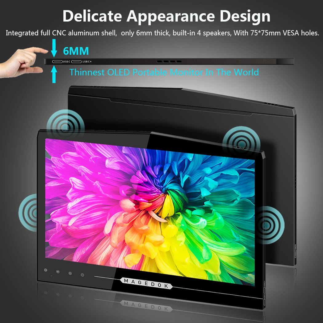 Magedok 13.3 inch 2K OLED 100% DCI-P3 Touchscreen Monitor(PI-X6 ...