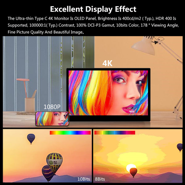 13.3 inch 100% DCI-P3 Touch 4K OLED Portable Monitor (PI-X3)