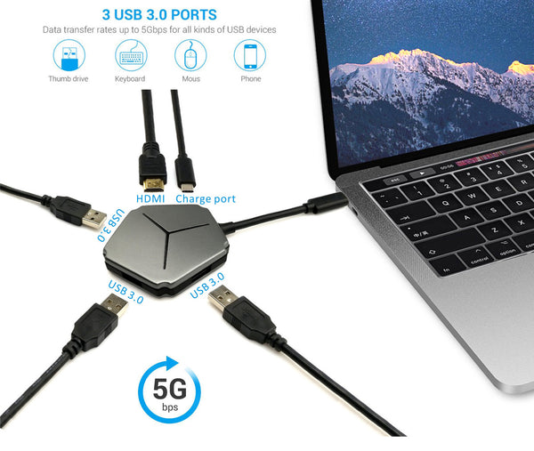 USB C to HDMI Adapter for Nintendo Switch With USB 3.0x3+ USB-C Converter Cable Charging Port Hub, Compatible with Galaxy S9/S8/+/Note 8, MacBook Pro/Huawei Mate 10 /Chromebook