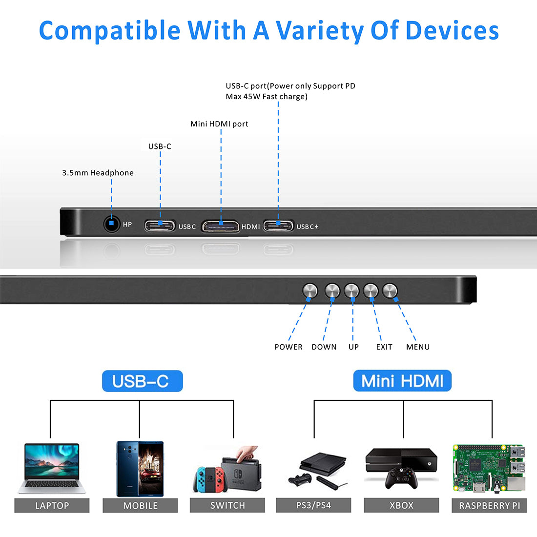 15.6 inch IPS FHD USB-C  Portable Touch Monitor(T156C+)