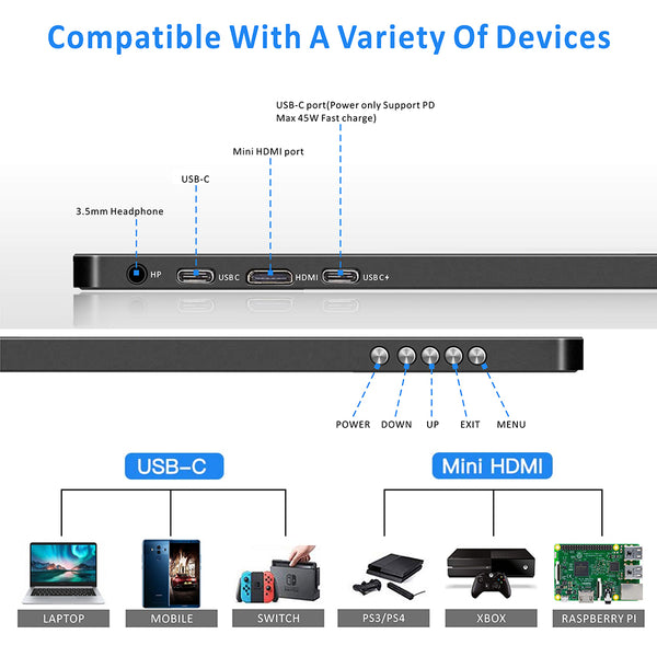 15.6 inch IPS FHD USB-C  Portable Touch Monitor(T156C+)