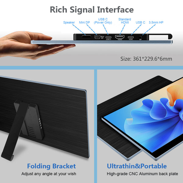 15.6 Inch IPS 1080P 300Hz Touch Portable Monitor With USB C HDMI Mini DP Input (MG300 Pro)