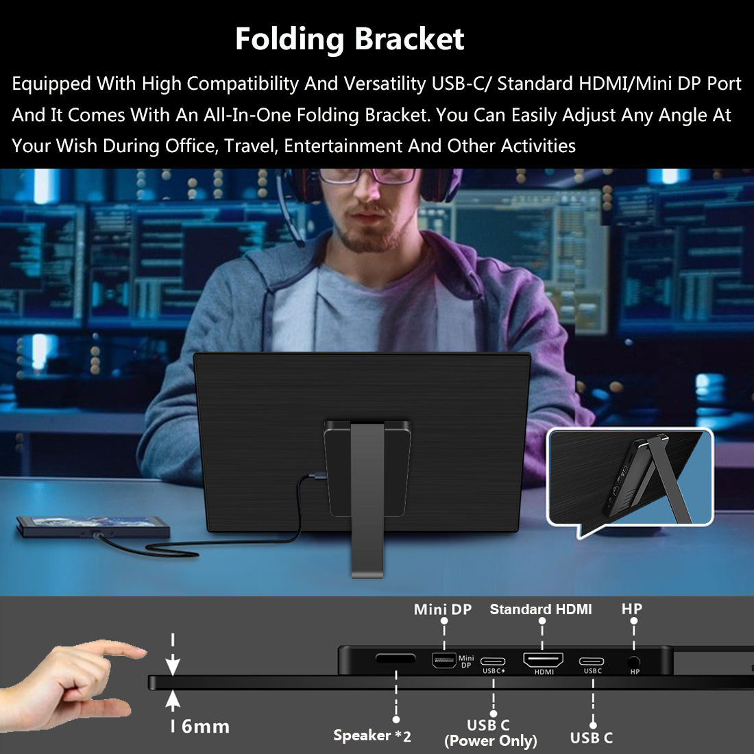 13.3 inch 100% DCI-P3 Touch 4K OLED Portable Monitor (PI-X3)