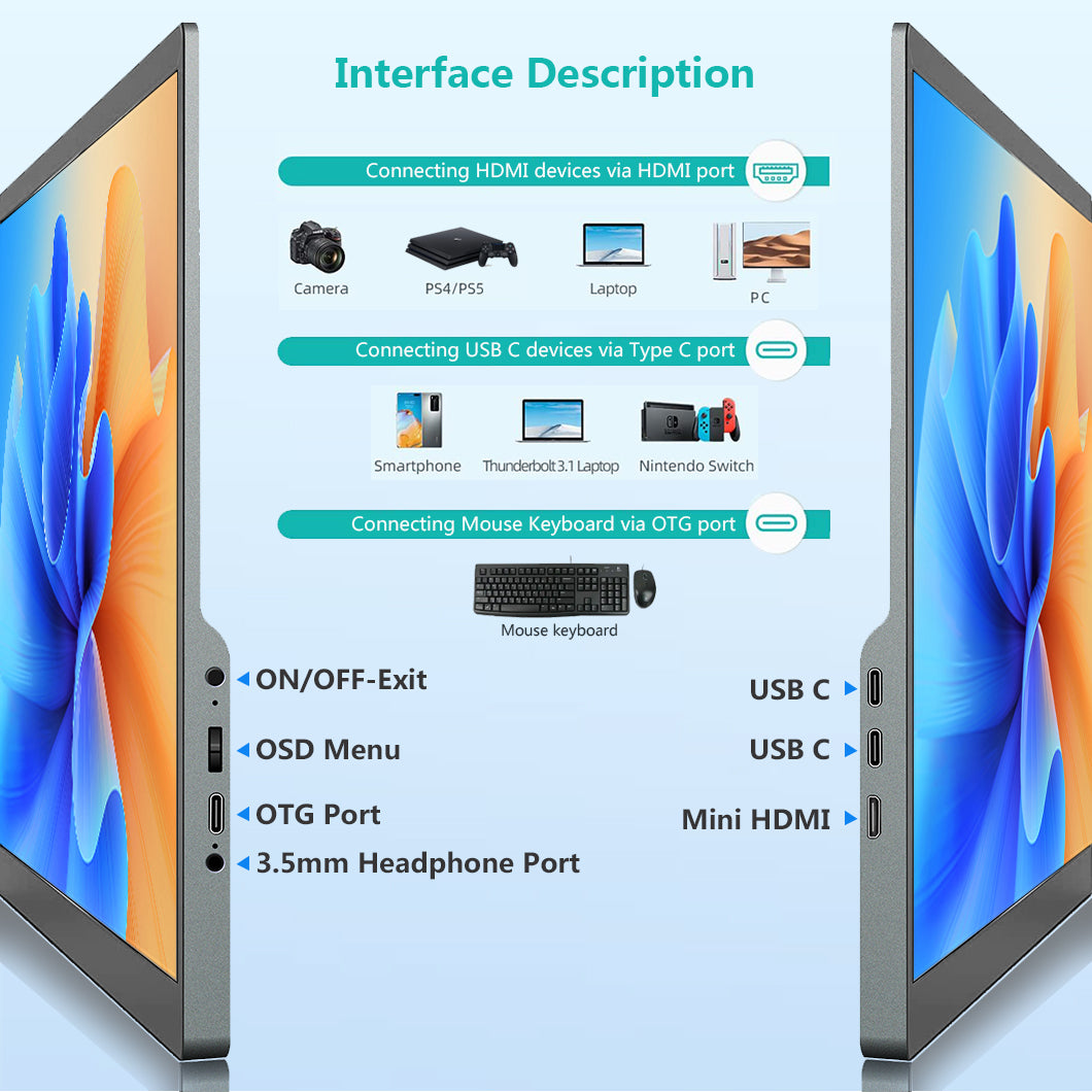17 Inch IPS 1920*1200 FHD USB-C With PD Fast Charge Portable Monitor (M170A)