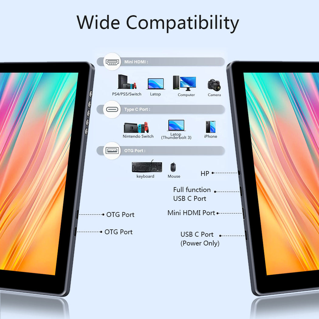 13.3 inch 2K 100%DCI-P3 OLED Touchscreen Portable Monitor With OTG Ports (PI-X5)